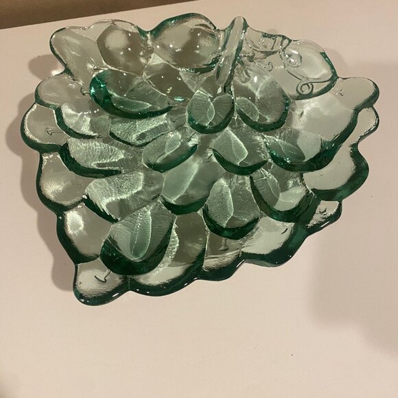 Vintage MCM Recycled Glass Green Grape Serving‎ Plate | 10" x 9" - Picture 2 of 4